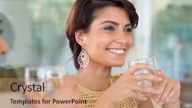  Presentation with water glass - Audience pleasing presentation design consisting of girls holding glass of water backdrop and a coral colored foreground