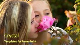  Presentation with smell - Beautiful presentation featuring girls in park of roses smell a rose backdrop and a tawny brown colored foreground
