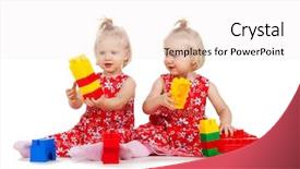  Presentation with children playing - Cool new slide deck with girls in red dresses playing backdrop and a  colored foreground