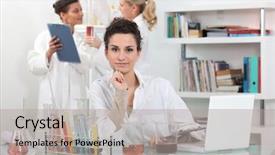  Presentation with science - Slide deck consisting of girls in science class background and a  colored foreground