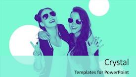  Presentation with friendship - Cool new slide deck with girls in sunglasses having fun backdrop and a arctic colored foreground