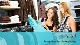  Presentation with peace education two smiley hands - Cool new presentation design with girls in the clothing store backdrop and a cyan colored foreground