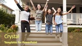  Presentation with teen girls - Beautiful PPT theme featuring girls jumping from front steps backdrop and a coral colored foreground