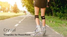  Presentation with roller skating - Slide set featuring girls-legs-in-line-roller background and a mint green colored foreground