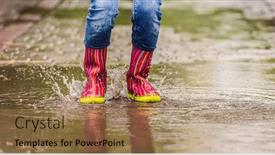  Presentation with pavement - Cool new presentation theme with girls-legs-in-rubber-boots backdrop and a coral colored foreground