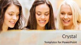  Presentation with city map - Slide deck having girls looking into tourist map background and a  colored foreground