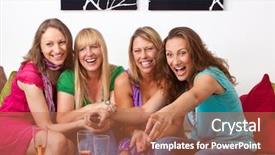  Presentation with party - Beautiful theme featuring girls looking tv and making backdrop and a  colored foreground