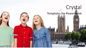  Presentation with london - Presentation design having girls looking up over london background and a white colored foreground
