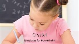  Presentation with math - Audience pleasing slides consisting of girls math - cute little girl is writing backdrop and a  colored foreground