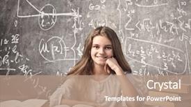  Presentation with math - Presentation design consisting of girls math - smiling girl sitting background and a coral colored foreground
