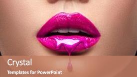  Presentation with lipstick - Cool new presentation theme with girl's mouth creative abstract backdrop and a coral colored foreground