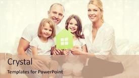  Presentation with new parents at home baby - Slide set featuring girls moving into new home background and a coral colored foreground