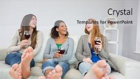  Presentation with girls night - Slide deck with girls night - cheerful young female friends background and a  colored foreground