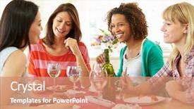  Presentation with girls night - Theme enhanced with girls night - group of women sitting background and a coral colored foreground