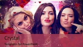  Presentation with girls night - Theme featuring girls night - pretty friends against hearts background and a red colored foreground