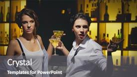  Presentation with girls night - Audience pleasing presentation design consisting of girls night out having drinks at the bar backdrop and a gray colored foreground