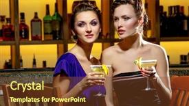  Presentation with girls night - Colorful PPT theme enhanced with girls night out having drinks at the bar backdrop and a tawny brown colored foreground