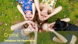  Presentation with different - Theme having girls-of-different-age-lying background and a tawny brown colored foreground