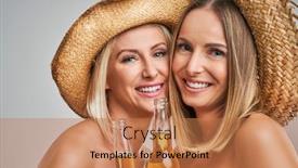  Presentation with toasting - Amazing presentation having summer christmas new year disco - girls partying in hats backdrop and a coral colored foreground