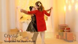  Presentation with dance - Cool new presentation design with girls-play-and-dance-home backdrop and a yellow colored foreground