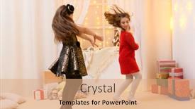  Presentation with dance - Presentation design consisting of girls-play-and-dance-home background and a coral colored foreground