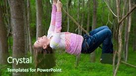  Presentation with children climbing - PPT theme having girls playing hanging and climbing background and a tawny brown colored foreground
