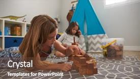  Presentation with spiritual building blocks - Presentation theme consisting of girls playing with building block background and a tawny brown colored foreground