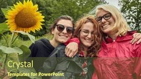  Presentation with sunflower - Theme consisting of girls-posing-for-picture background and a tawny brown colored foreground