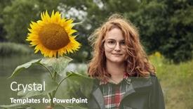  Presentation with sunflower - Presentation design having girls-posing-for-picture background and a  colored foreground