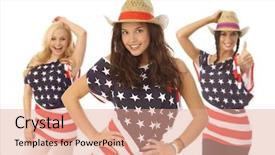  Presentation with football goal post american field - Amazing theme having girls posing in american flag backdrop and a  colored foreground