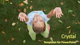  Presentation with puberty - Theme consisting of girls puberty - happy girl on the grass background and a tawny brown colored foreground