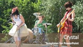  Presentation with rock band - Theme enhanced with girls rock band on stage background and a violet colored foreground