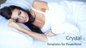  Presentation with insomnia - Colorful presentation enhanced with girls sexy - beautiful young woman lying awake backdrop and a  colored foreground