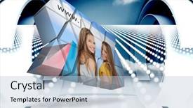 Presentation with abstract blue white - Colorful presentation theme enhanced with girls-shopping-on-abstract-screen backdrop and a light blue colored foreground