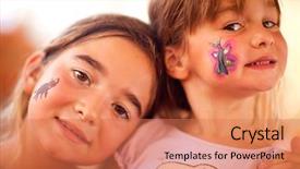  Presentation with ponies and girls - Colorful presentation enhanced with girls showing their face painting backdrop and a coral colored foreground