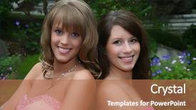  Presentation with prom - Slide set having girls sisters in prom dresses background and a coral colored foreground