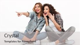  Presentation with baby girls christening - Slide deck enhanced with girls sitting on the floor background and a light gray colored foreground