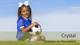  Presentation with soccer field - Colorful slide set enhanced with cute young african american girl backdrop and a yellow colored foreground
