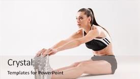  Presentation with stretching - Cool new PPT theme with flexibility sports - full length portrait backdrop and a lemonade colored foreground