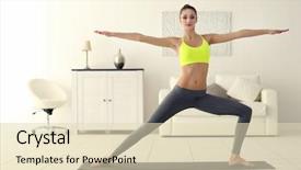  Presentation with exercise sport - Cool new theme with girl sport - health concept young beautiful woman backdrop and a soft green colored foreground