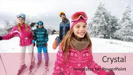  Presentation with skiing - Beautiful slide deck featuring girls sports car - cute girl skier skiing backdrop and a coral colored foreground