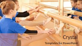  Presentation with dance - Presentation theme with girls stretching legs in dance background and a  colored foreground