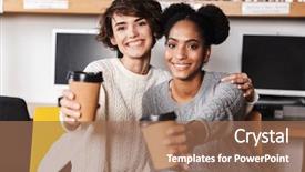 Presentation with students - Audience pleasing slide set consisting of girls students studying at library backdrop and a  colored foreground