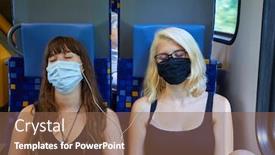  Presentation with masks - Audience pleasing slide set consisting of girls-traveling-on-train-wearing backdrop and a violet colored foreground
