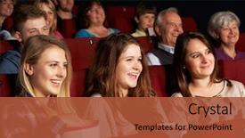  Presentation with film - PPT layouts enhanced with girls watching film in cinema background and a red colored foreground