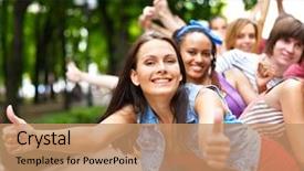  Presentation with multi ethnic group - Amazing PPT layouts having girls weekend - multi-ethnic group of people outdoors backdrop and a  colored foreground