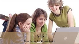  Presentation with tv show studio camera - Cool new presentation theme with sissy - girls with a laptop shot backdrop and a coral colored foreground