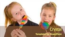  Presentation with lolly - Theme having girls with a lolly in many colors background and a tawny brown colored foreground