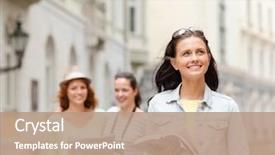  Presentation with city map - Amazing slides having girls with city guide map backdrop and a coral colored foreground