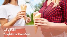  Presentation with amusement park - Cool new PPT layouts with girls with ice-cream enjoying backdrop and a  colored foreground